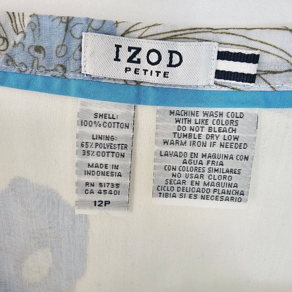 IZOD Blue and Green White Floral Midi Skirt Vintage Y2K 90's NWT size 12P - Picture 4 of 5